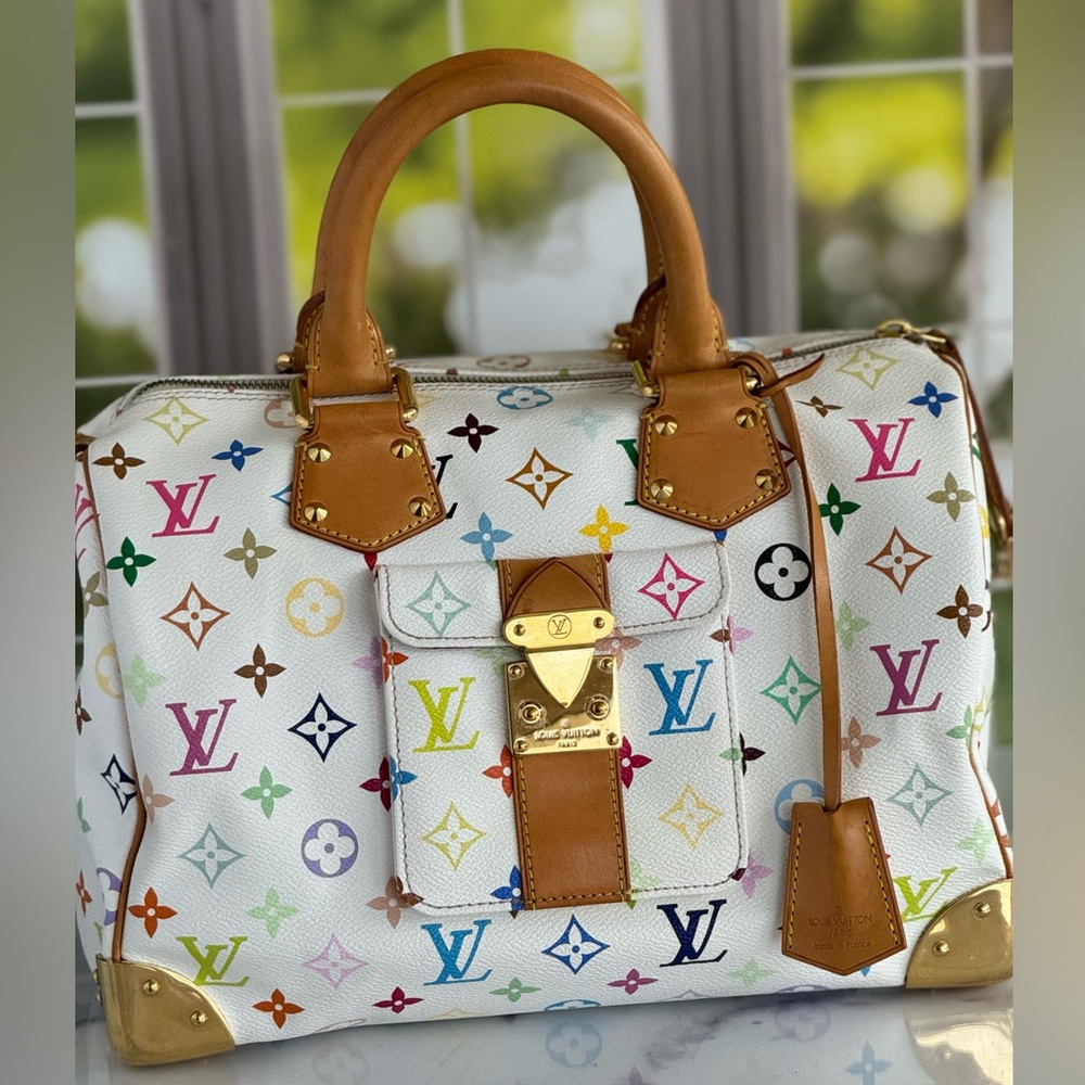 Louis Vuitton Multicolor Speedy Satchel White